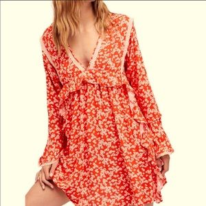 Free People Like You Best Orange Floral Mini Dress